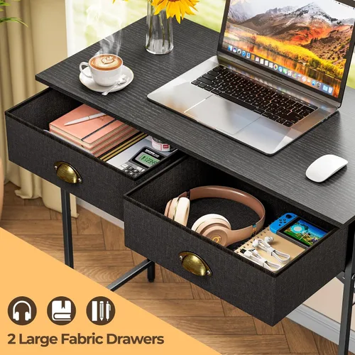 Vista 4 de DAOUTIME - Escritorio negro para escribir para dormitorio de niños, escritorio pequeño de 31.5 pulgadas para computadora para espacios pequeños