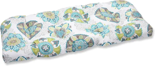 Vista 11 de Pillow Perfect Cojín floral para sofá de interior/exterior, acolchonado, resistente a la intemperie y a la decoloración, 19 x 44 pulgadas