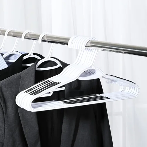 Vista 2 de Paquete de 30 perchas de plástico flexibles, ligeras, antideslizantes, perchas para ropa y trajes (negro)