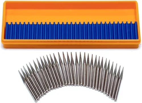 Vista 7 de JINGLING 30 unids 0.126 in punta cónico diamante pulido bit 1/8 "cono rebabas rotativas para Dremel