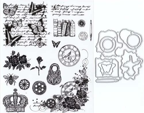 Vista 14 de DzIxY Juego de sellos transparentes y troqueles de corte de metal para hacer tarjetas, álbumes de recortes, suministros de papel, sellos, bolsillos
