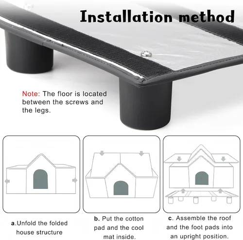 Vista 6 de Casa para gatos al aire libre resistente a la intemperie, refugio aislado para gatos para exteriores con ventana de techo, 100% impermeable, puerta