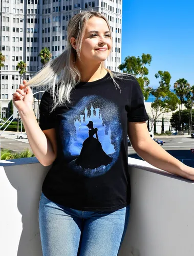 Vista 2 de Disney Cinderella Star Silhouette Castle Womens Juniors T-Shirt
