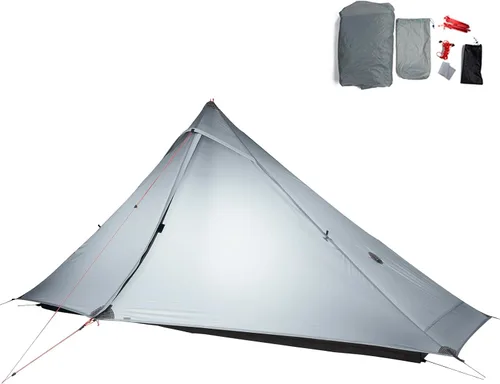 Vista 10 de 3FULGEAR Lanshan1 Pro - Tienda de campaña ultraligera para 1 persona, 3/4 estaciones, profesional de nailon 20D de doble cara, tienda de campaña