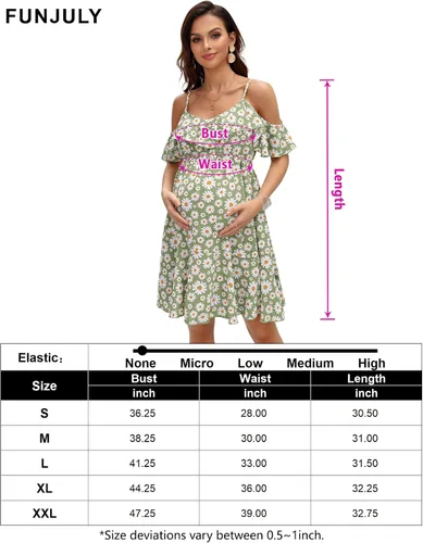 Vista 7 de FUNJULY Vestido de lactancia de maternidad para mujer, cuello en V, tirantes delgados, manga con volantes, estampado de margaritas, vestido