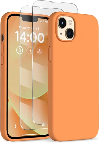 Vista 11 de Funda de silicona diseñada para iPhone 14 Plus, con 2 protectores de pantalla, funda protectora de cuerpo completo a prueba de golpes, funda delgada