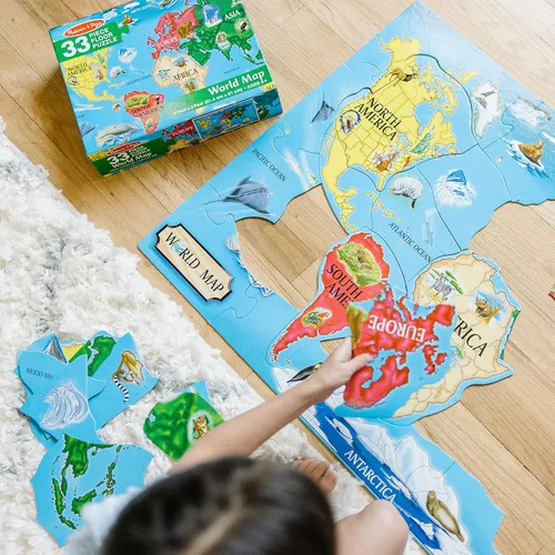 Vista 2 de Rompecabezas de mapa del mundo, 33 piezas, 2 X 3 pies de Melissa & Doug