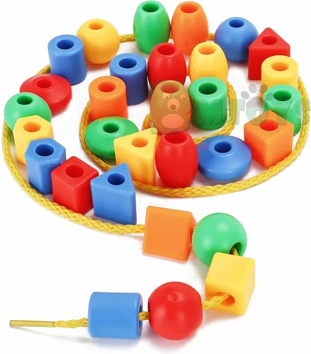 Vista 5 de BMTOYS Cuentas de cordones para niños, 70 cuentas de roscado, juguetes de terapia ocupacional para niños, habilidades motoras finas, actividades