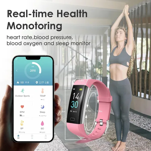 Vista 4 de threesheep Rastreador de actividad física para hombres y mujeres, reloj de fitness impermeable con rastreador de actividad y monitor de sueño, reloj