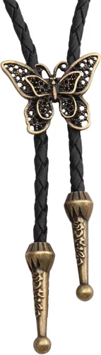 Vista 150 de Jeilwiy Corbata de bolo para hombre, corbata de vaquero occidental, collar de corbata de bolo dorado, corbata de cuero, corbata de Halloween