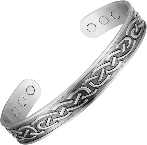 Vista 8 de Earth Therapy Pulsera magnética de cobre para mujer, estilo griego, ajustable, ultra fuerte