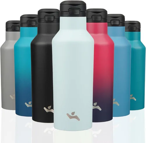 Vista 27 de Konokyo - Botella de agua aislada con popote, 25 onzas, doble pared de acero inoxidable al vacío con 2 tapas, cielo