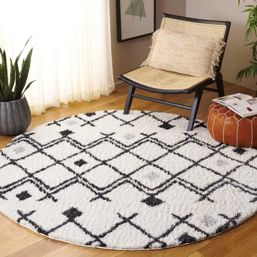Vista 19 de SAFAVIEH Berber Shag Collection - Tapete para pasillo, 2 pies 2 pulgadas x 9 pies, color crema y azul marino, diseño marroquí, no desprende pelusa