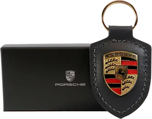 Vista 3 de Porsche Genuine Key Chain Ring Vehicle Keys Crest Keyfob Negro
