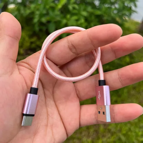 Vista 6 de Cable USB C de 1 pie, paquete de 4 unidades, cable USB A a USB C de carga rápida 3A, cable trenzado de nailon compatible con Samsung Galaxy A10e A20