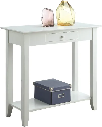 Vista 3 de Convenience Concepts American Heritage - Librero de escalera con cajón para archivos, Pino, Blanco