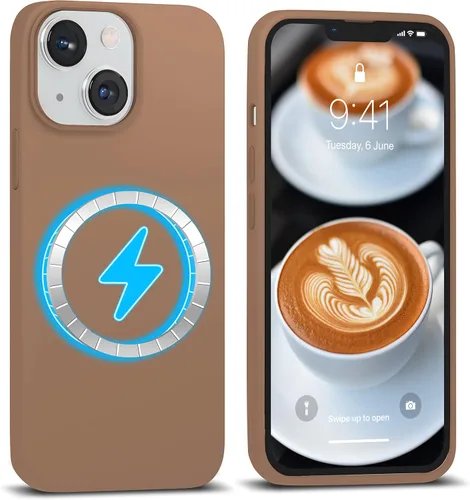 Vista 25 de IceSword Funda magnética para iPhone 14, funda de silicona Berry [carga rápida] imanes fuertes, forro de microfibra delgado, rosa intenso dulce