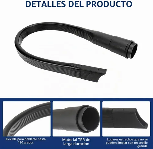 Vista 4 de Accesorio de limpieza al vacío flexible de 25 pulgadas de largo para mangueras de vacío que aceptan accesorios de diámetro interior de 1-1/4