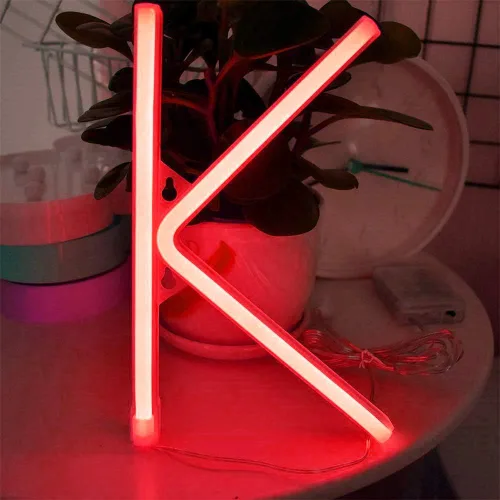 Vista 2 de Letras de luces de neón, luces LED de neón, luces de neón decorativas de pared, luz de noche para dormitorio de niños, funciona con pilas, funciona