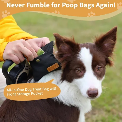Vista 4 de Bolsa de Golosinas para Perros, Bolsa de Entrenamiento para Perros Manos Libres con Mosquetón y Hebilla Magnética, Bolsa de Paseo para Perros