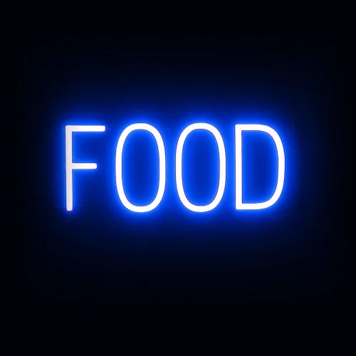 Vista 46 de SpellBrite Letrero EAT Letrero de neón para comer con luz LED azul, 13.1 x 6.3 pulgadas