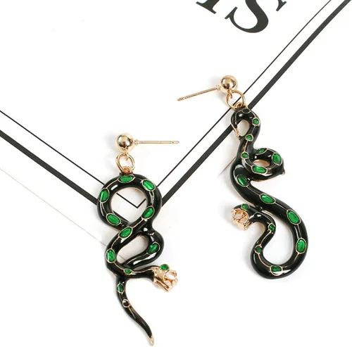 Vista 3 de Pendientes de serpiente de boca abierta vintage feroz con forma de serpiente de cobra de Egipto con puntos de serpiente para mujeres y niñas