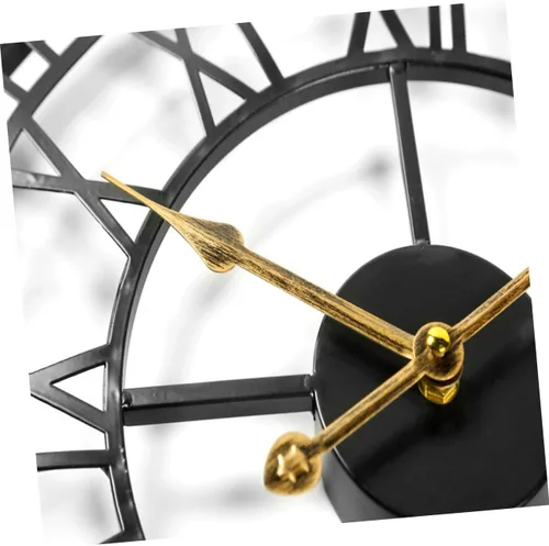 Vista 9 de Amosfun 1pc Roman Numerals Iron Art Wall Clock Silent Timepiece for Home Decor Stylish Clock for Living Room Bedroom Office