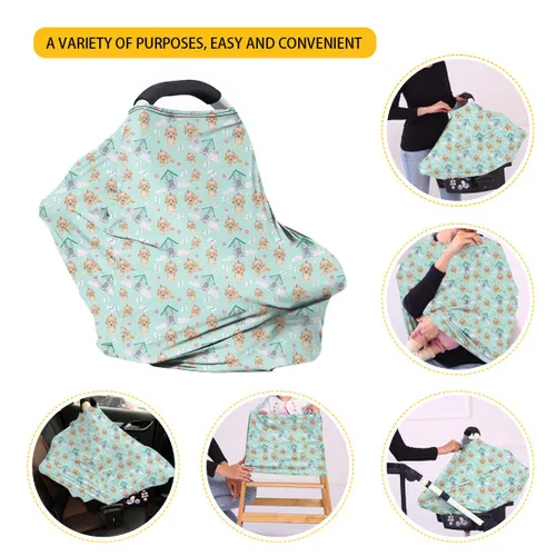 Vista 8 de ZFRXIGN Funda de asiento de automóvil de elefante y girasol, bufanda transpirable para lactancia, toldo multiusos para cochecito, silla alta