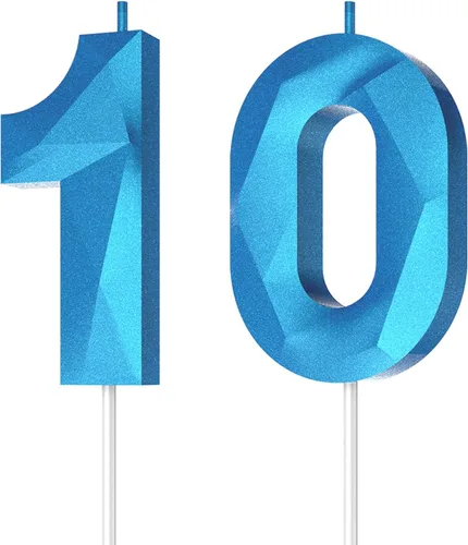 Vista 132 de Velas de cumpleaños con números (0 velas negras), forma de diamante 3D, decoración de pastel de feliz cumpleaños para niños y hombres, cumpleaños