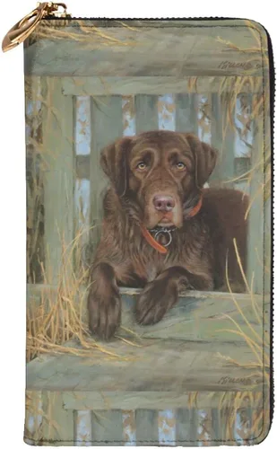 Vista 3 de Cartera larga con cremallera para mujer, Labrador Dog Lab Chocolate, lindo portatarjetas de crédito