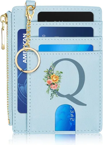 Vista 38 de Tarjetero para mujer minimalista y delgado con bolsillo frontal, bloqueo RFID, cartera compacta con ventana para identificación y bolsillo