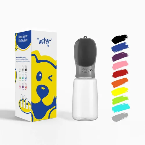 Vista 32 de WePet Botella de agua portátil para perros, 12 onzas, dispensador de agua para cachorros a prueba de fugas con alimentador de bebida para mascotas