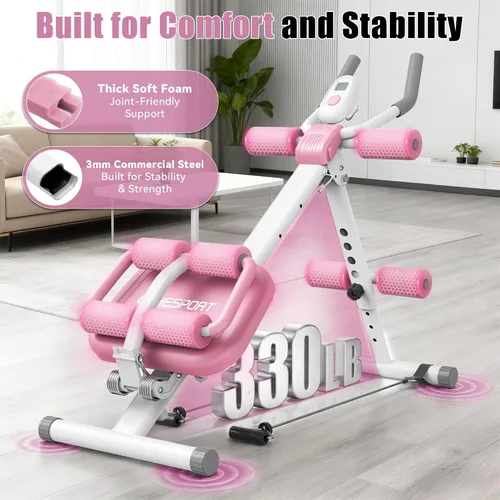 Vista 4 de EPHESPORT 2-in-1 Crunch & Sit-Up Ab Machine with Knee & Back Protection