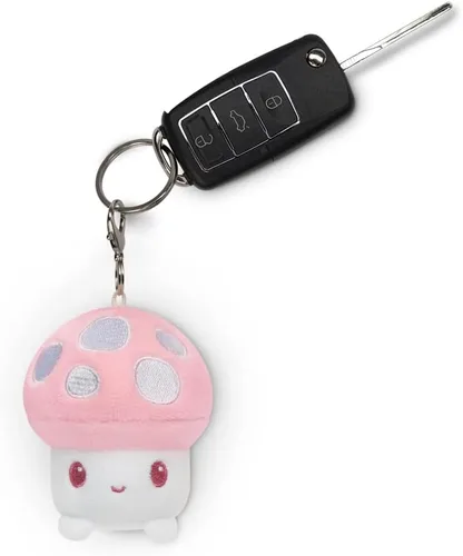Vista 2 de TeeTurtle Llavero con dije de peluche Happy Light Pink Mushroom