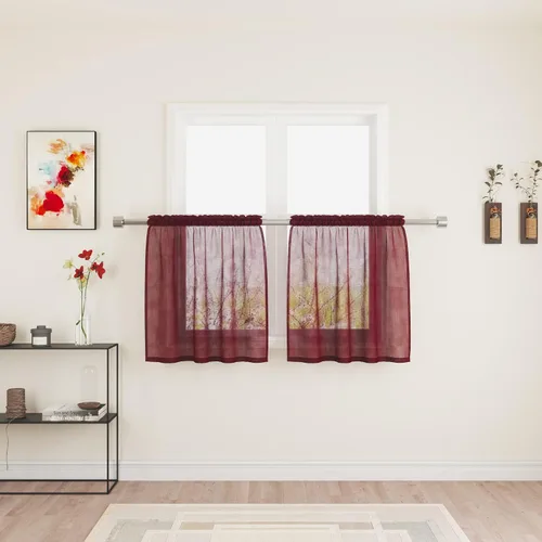 Vista 12 de UPOPO Paneles de Cortina Beige Pequeños Cortinas Transparentes de Gasa de 16 Pulgadas de Largo Cortinas de Cocina de Voile con Textura de Lino