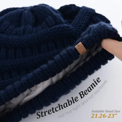 Vista 42 de FURTALK Gorros de invierno para mujer, con forro polar, gorro de punto holgado y cálido, gorro de esquí
