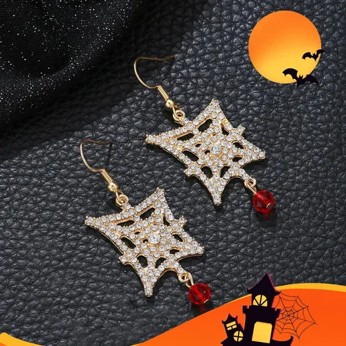 Vista 4 de 2 pares de aretes de Halloween, aretes colgantes de bruja blanca, aretes de fiesta de Halloween, aretes colgantes de gota de Halloween para mujeres