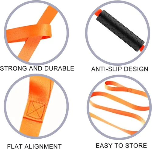 Vista 4 de 3 correas de arrastre de ciervo naranja, engranaje de arrastre y arnés de ciervos, cuerda de remolque, accesorios de caza de ciervos con mango
