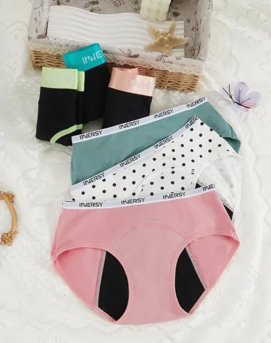 Vista 2 de INNERSY Ropa interior de período para adolescentes y niñas, de algodón, a prueba de fugas, paquete de 3 Básicos