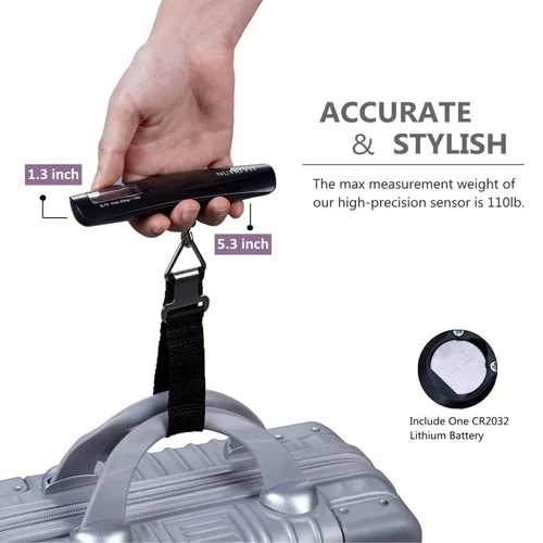 Vista 5 de NUTRI FIT Báscula de peso para equipaje, báscula de pesaje de peces digital de mano P01, EL70-BLACK, talla única, Peso máximo 110 libras