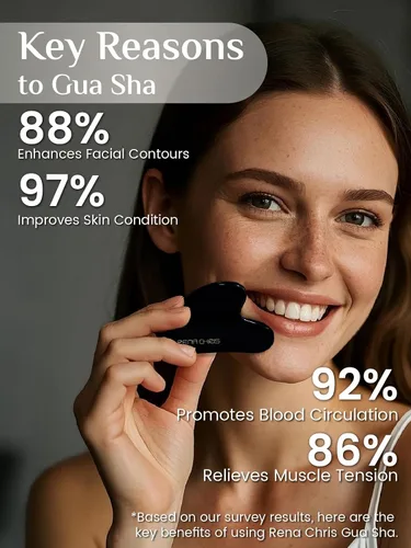 Vista 4 de Rena Chris Herramientas Gua Sha Faciales: Herramienta Guasha Natural de Obsidiana para Terapia de Acupuntura Facial, Masajador Facial para Esculpir