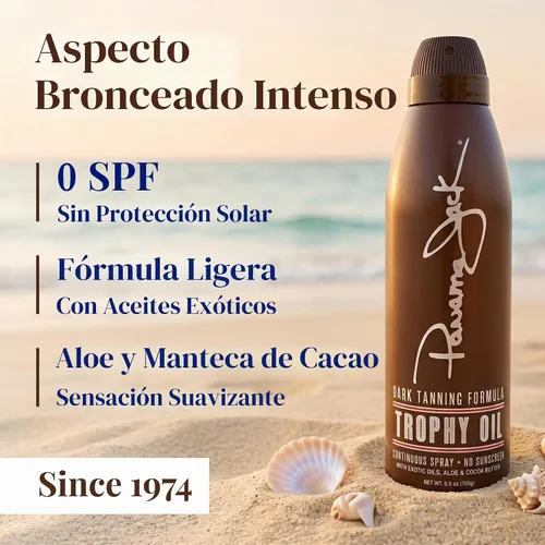 Vista 2 de Panama Jack Trophy Suntan Oil Spray, SPF 0, 5.5 onzas (paquete de 1)