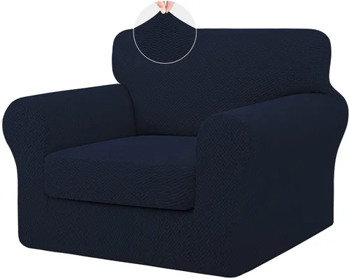 Vista 24 de ISSUNTEX 2 Piezas Fundas para Silla y Sofá de Alta Elasticidad Gruesas, Funda Suave para Sofá de 1 Cojín Separado, Tela Jacquard Funda Elástica