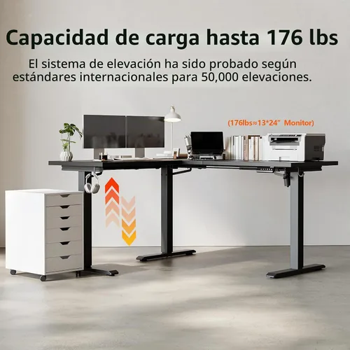 Vista 9 de Agilestic Escritorio de Pie en Forma de L de 59 Pulgadas de Altura Ajustable, Escritorio de Esquina Eléctrico de Pie, Mesa de Computadora Sit Stand