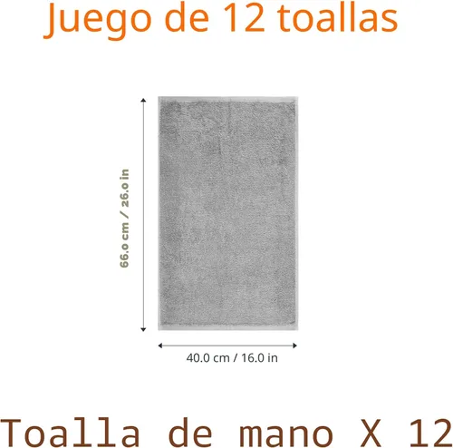 Vista 6 de Amazon Basics - Toallas de mano de algodón suaves y gruesas, 16" x 26", gris, paquete de 12