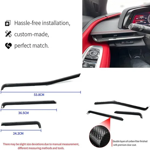 Vista 4 de CHEAYAR Cubierta de panel de consola central compatible con Corvette C8 2020 2021 2022, borde de panel de fibra de carbono real, calcomanía