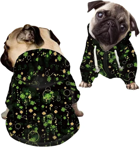 Vista 43 de Howilath Sudaderas con la bandera estadounidense para perros medianos, abrigo de invierno con diseño de pata de cachorro, ropa cálida con capucha
