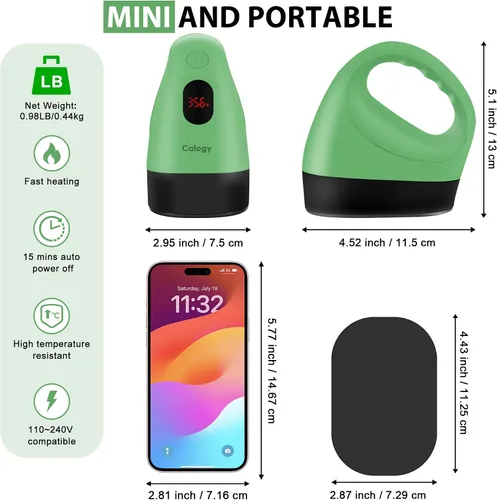 Vista 2 de Calogy Mini prensa de calor, máquina de transferencia de calor, control de temperatura constante, base de seguridad aislada, se adapta a Verde