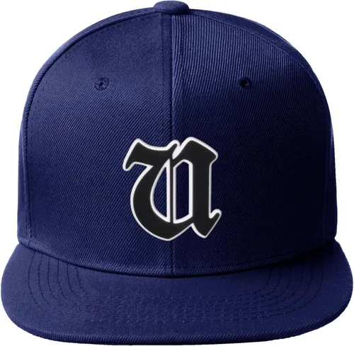 Vista 301 de Daxton Gorra clásica con visera de billete plano con letras del alfabeto inglés antiguo de la A a la Z