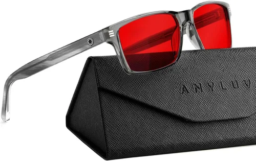 Vista 11 de ANYLUV Blue Light Glasses for Sleep, 99.9% Blue Green Light Blocking with Red Lens, Blue Light Glasses A-Negro